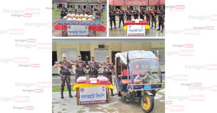 ফুলবাড়ী সীমান্তে প্রায় ৮ লাখ টাকার মূল্যের গাঁজা, ইস্কাফ সিরাপ ও ফেন্সিডিল জব্দ