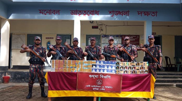 ফেনীতে ভারতীয় গরু ও কোটি টাকার চোরাচালান পণ্য জব্দ করল বিজিবি